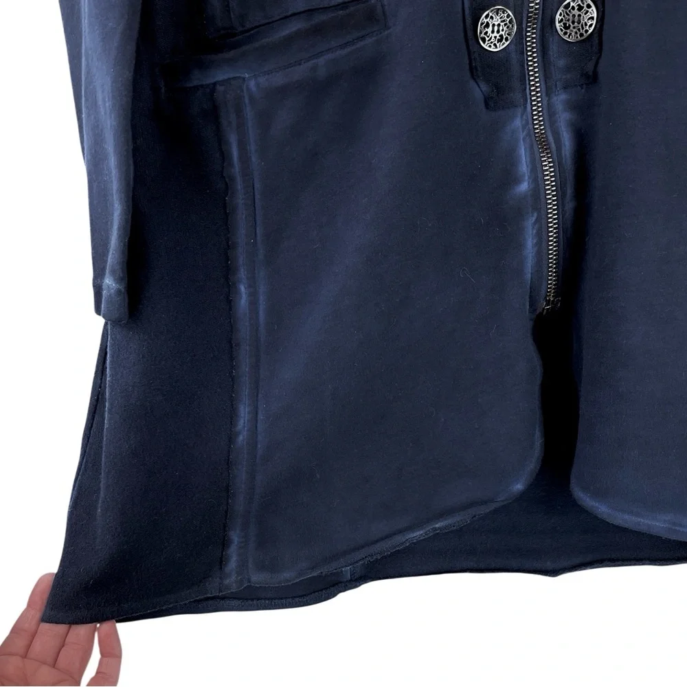 Lulu B Military Style Lightweight Cotton Zip Up Jacket Navy Sz M